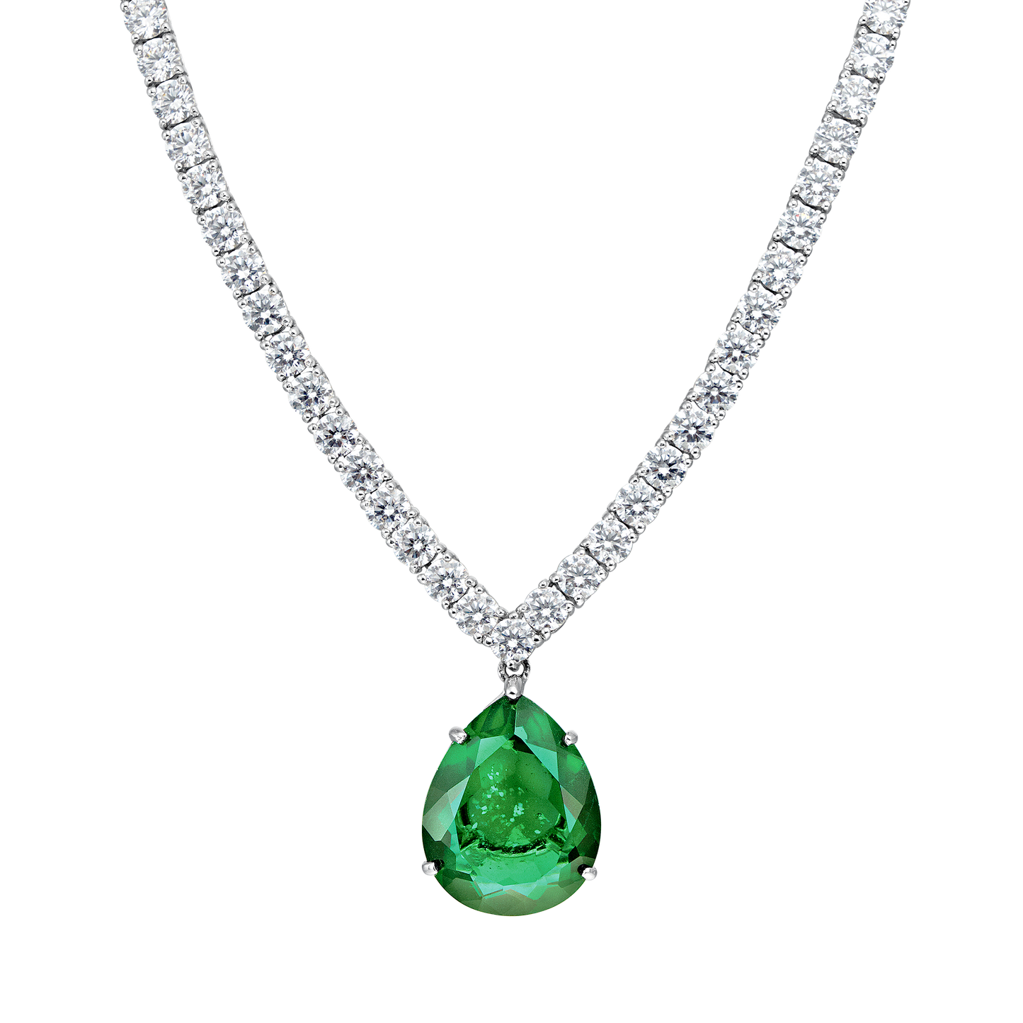 ciro schmuck black tie angelina halskette silber weißgold vergoldet kubik zirkonia nano smaragd einschlüsse 20x25mm